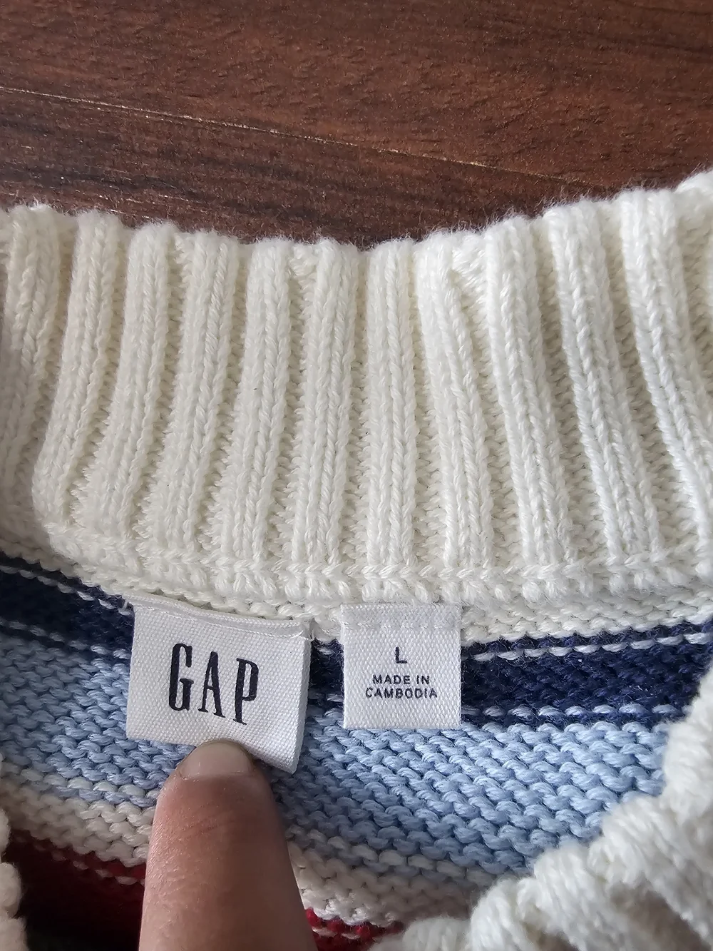 GAP Multicolor Striped Crewneck Sweater - Pink, Red & Cream